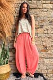 Lina Linen Blend Barrel Pant Washed Watermelon